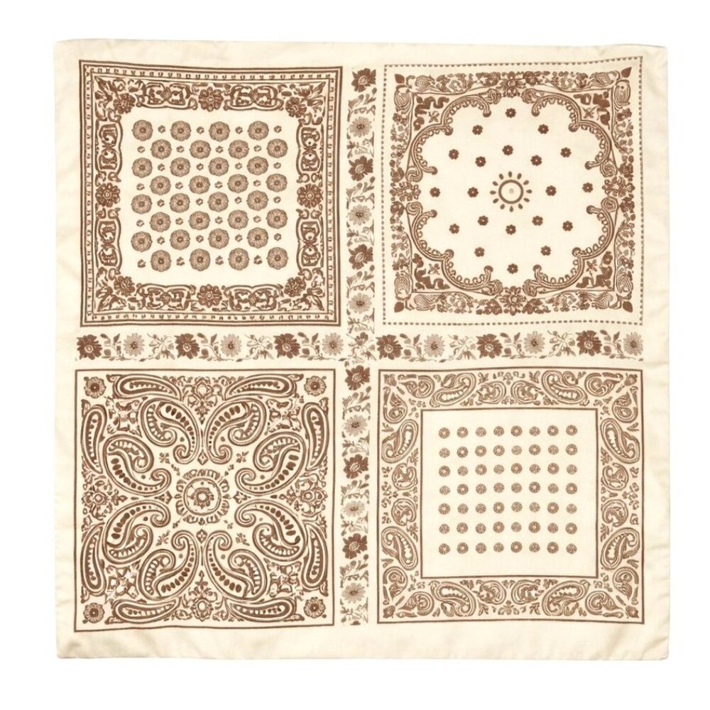 34x34 Tan Beige Paisley Western Wild Rag Scarf